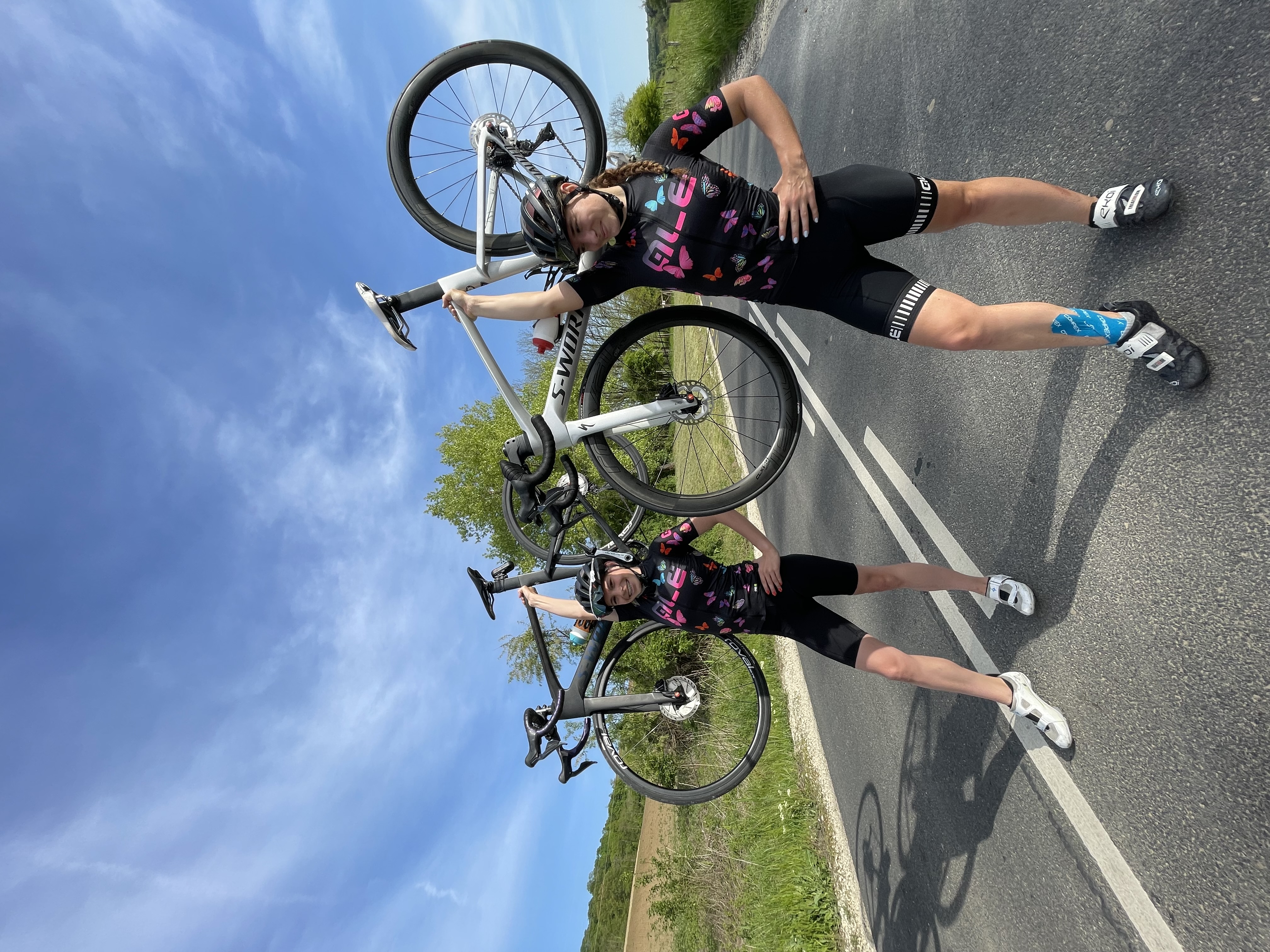 My younger sibling Jazmin and I in matching bike uniforms